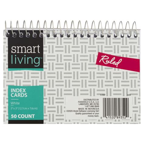 Smart Living Index Cards Ruled 3 X 5 Inch 